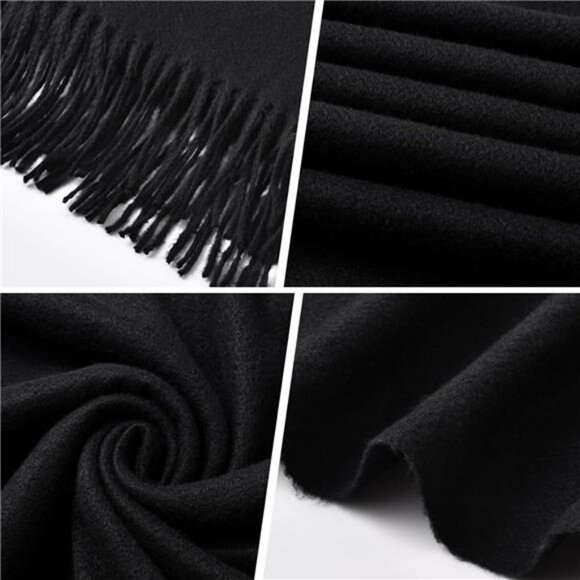 Black Winter Scarf Women Men Cashmere feel Soft Pashmina Long Shawls Wraps Dress - Picture 4 of 7